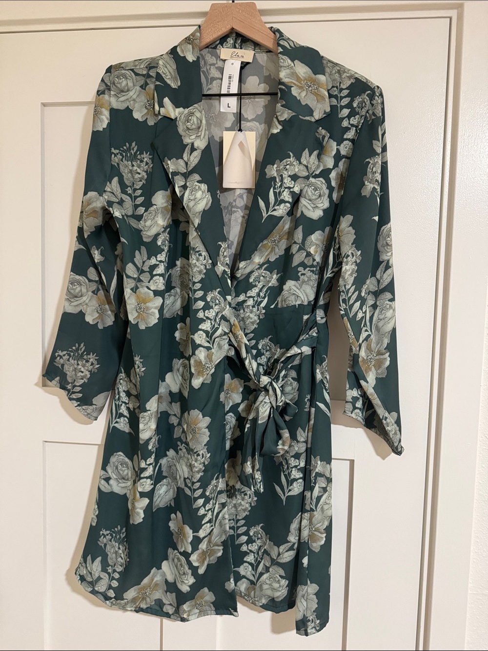 Elan Dark Teal Floral Wrap Mini Dress